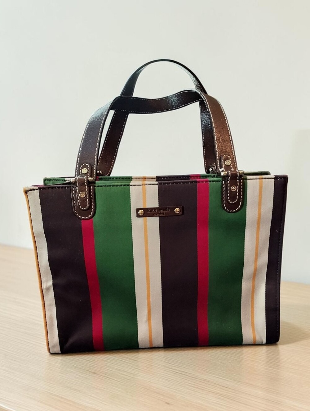 Kate Spade Striped, Structured Canvas Shoulder Bag - Picture 1 of 6